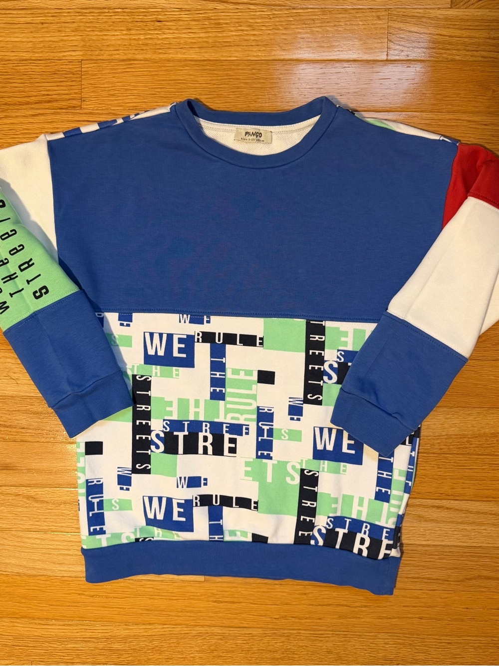Blue Graphic Block Crewneck Sweatshirt